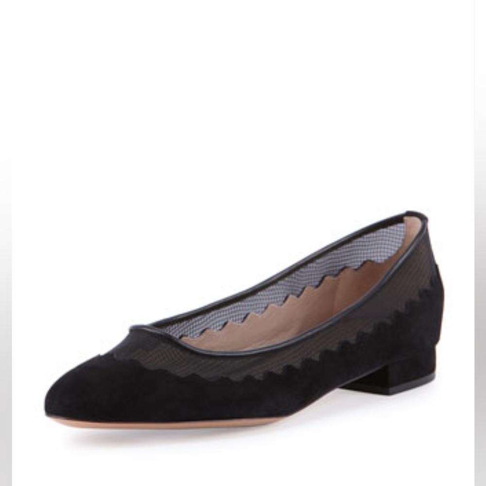 Chloe Black Mesh Trim Flats